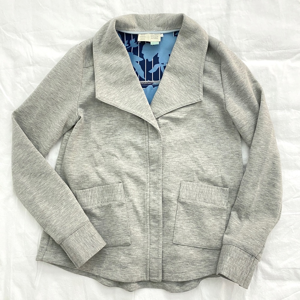Anthropologie Saturday Sunday grey knit zip jacket sz XS